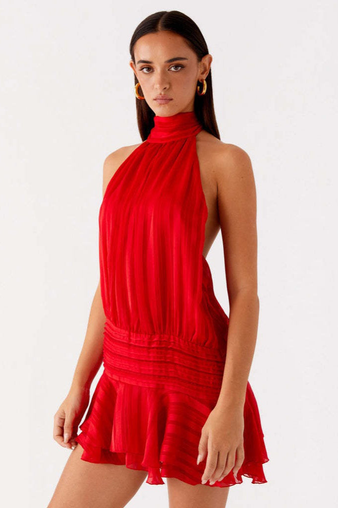 Backless Halter-Neck Mini Dress