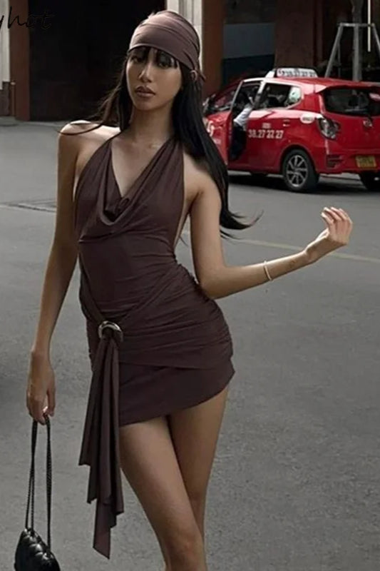 Low Cut Backless Mini Dress