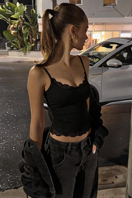 Lace Trim Fitted Cami Top