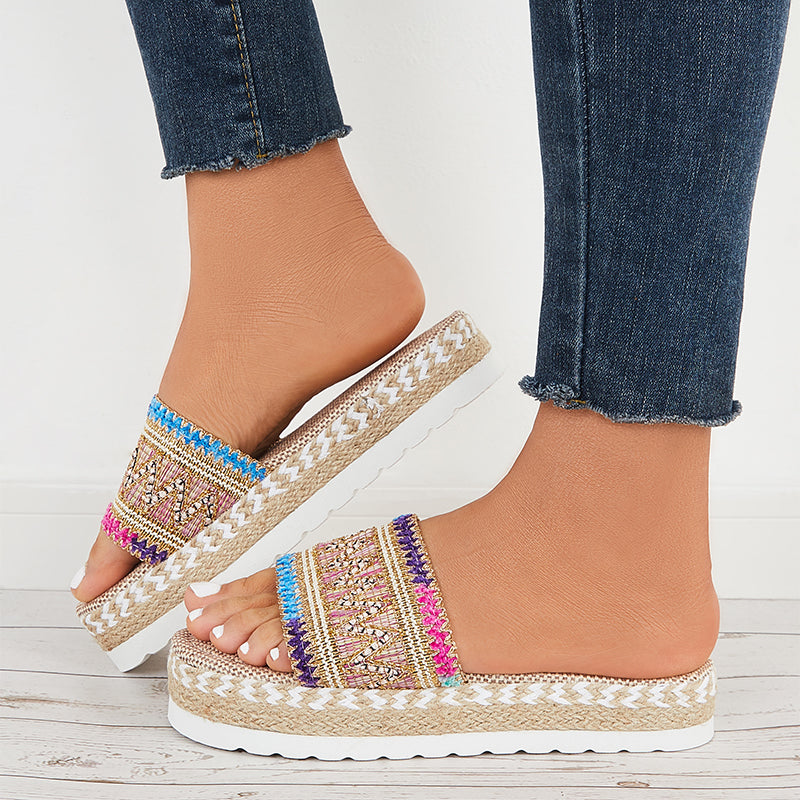 Open Toe Espadrilles Platform Slide Sandals Summer Slippers