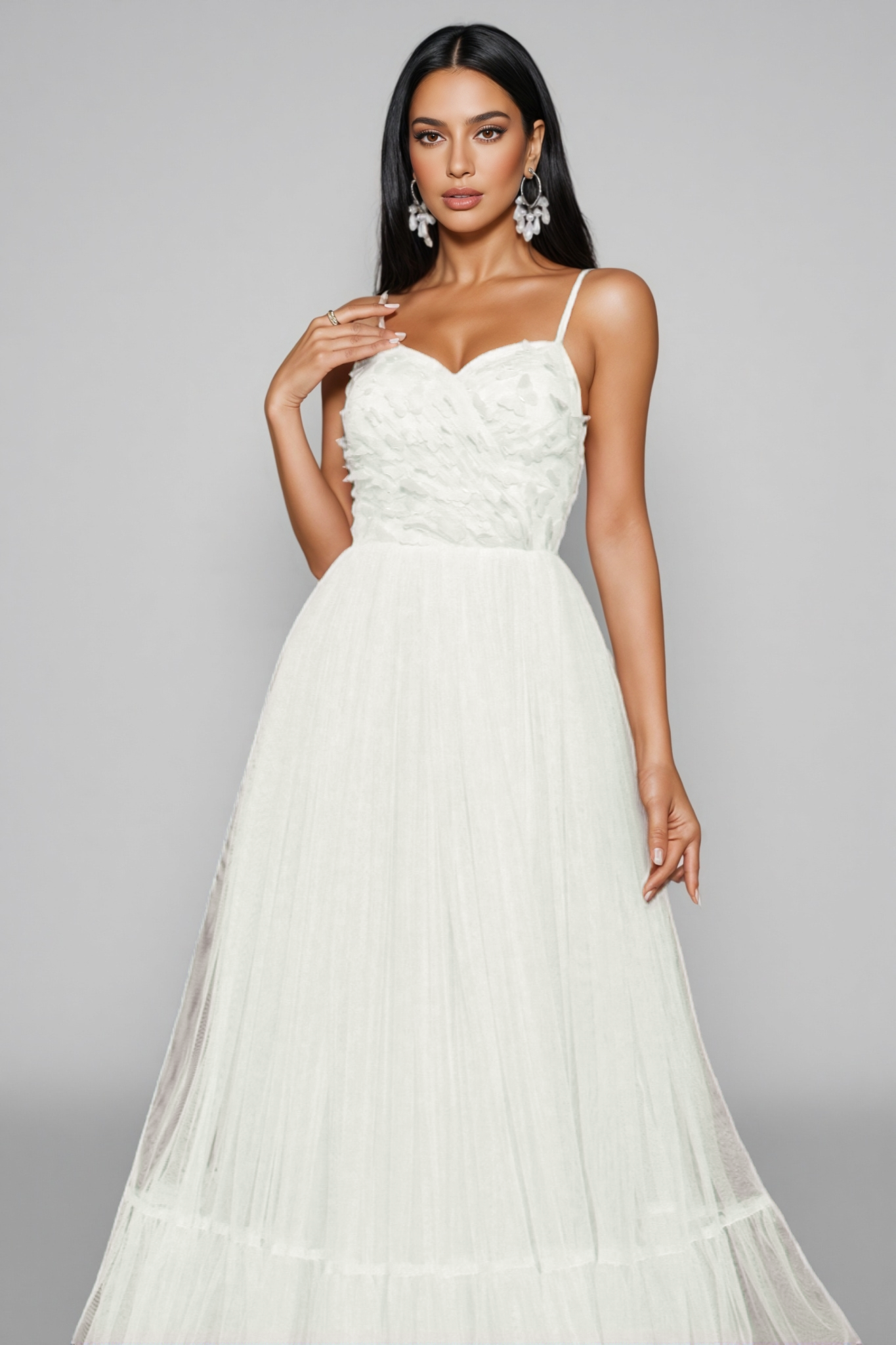 Cosima White Halter Mesh Maxi Dress - View 4