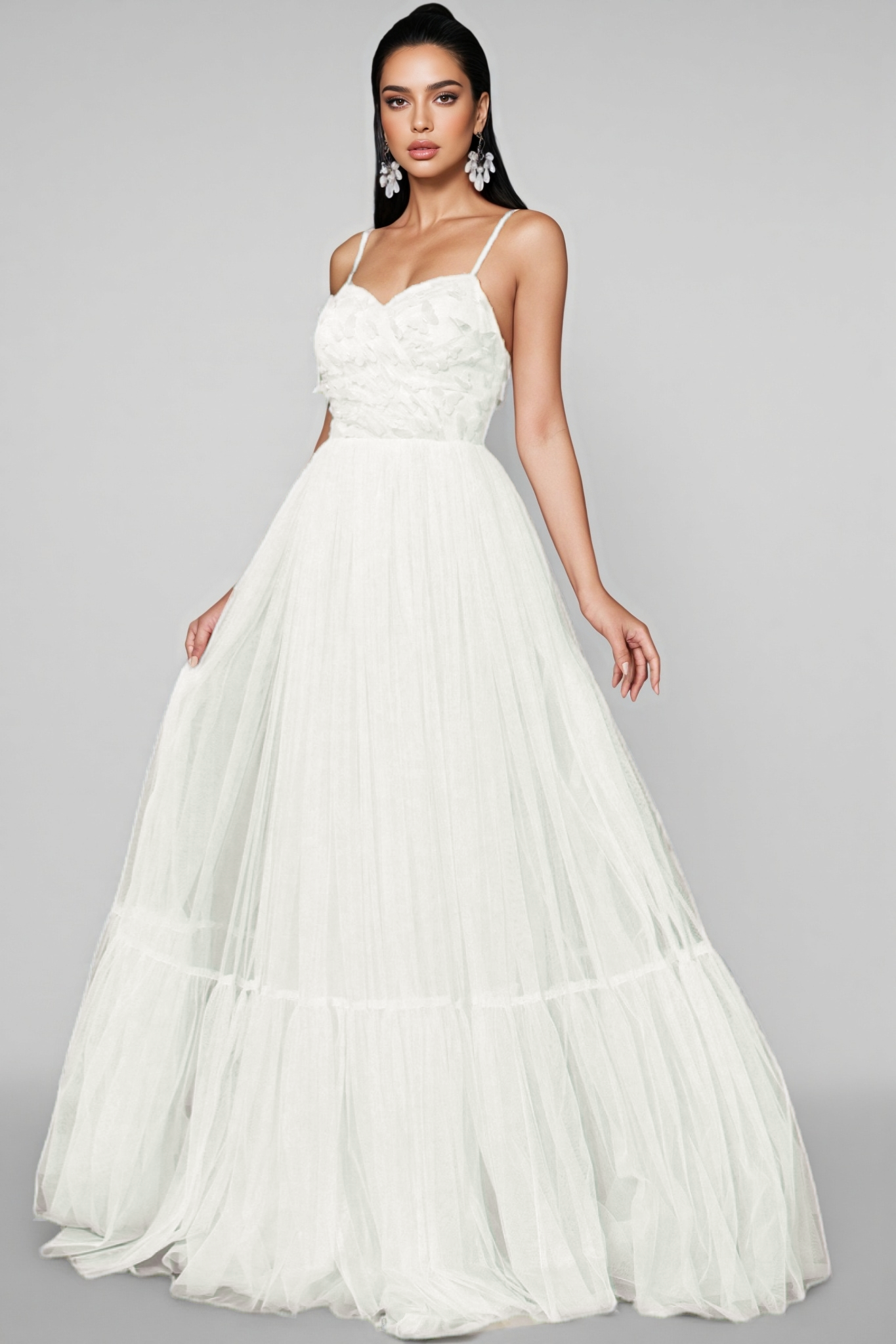Cosima White Halter Mesh Maxi Dress - View 2