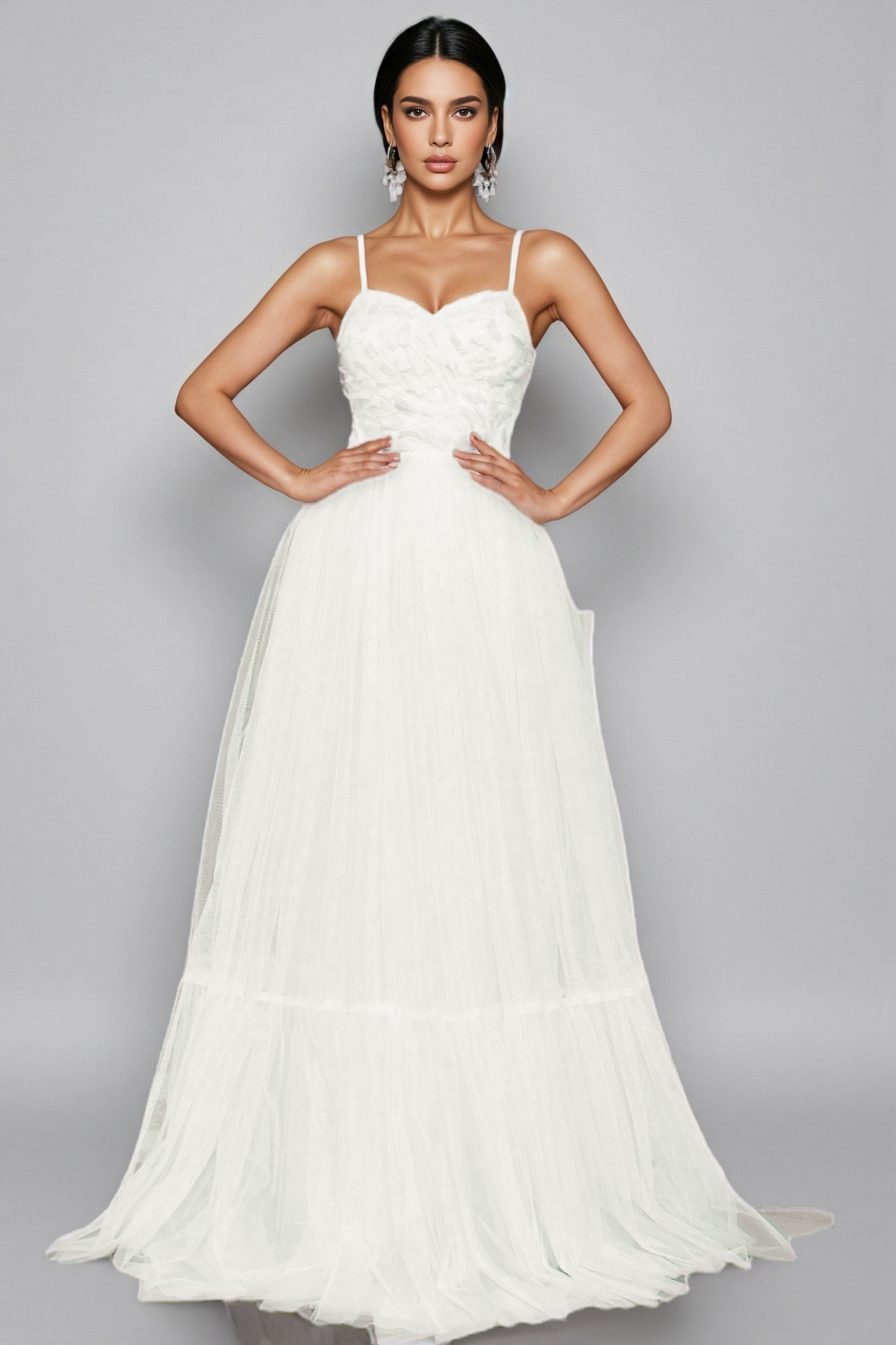 Cosima White Halter Mesh Maxi Dress - View 3