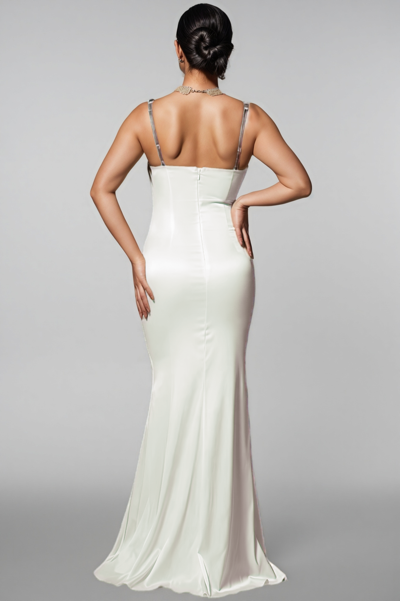 Quentin Plunge Neck Satin Maxi Dress - View 6