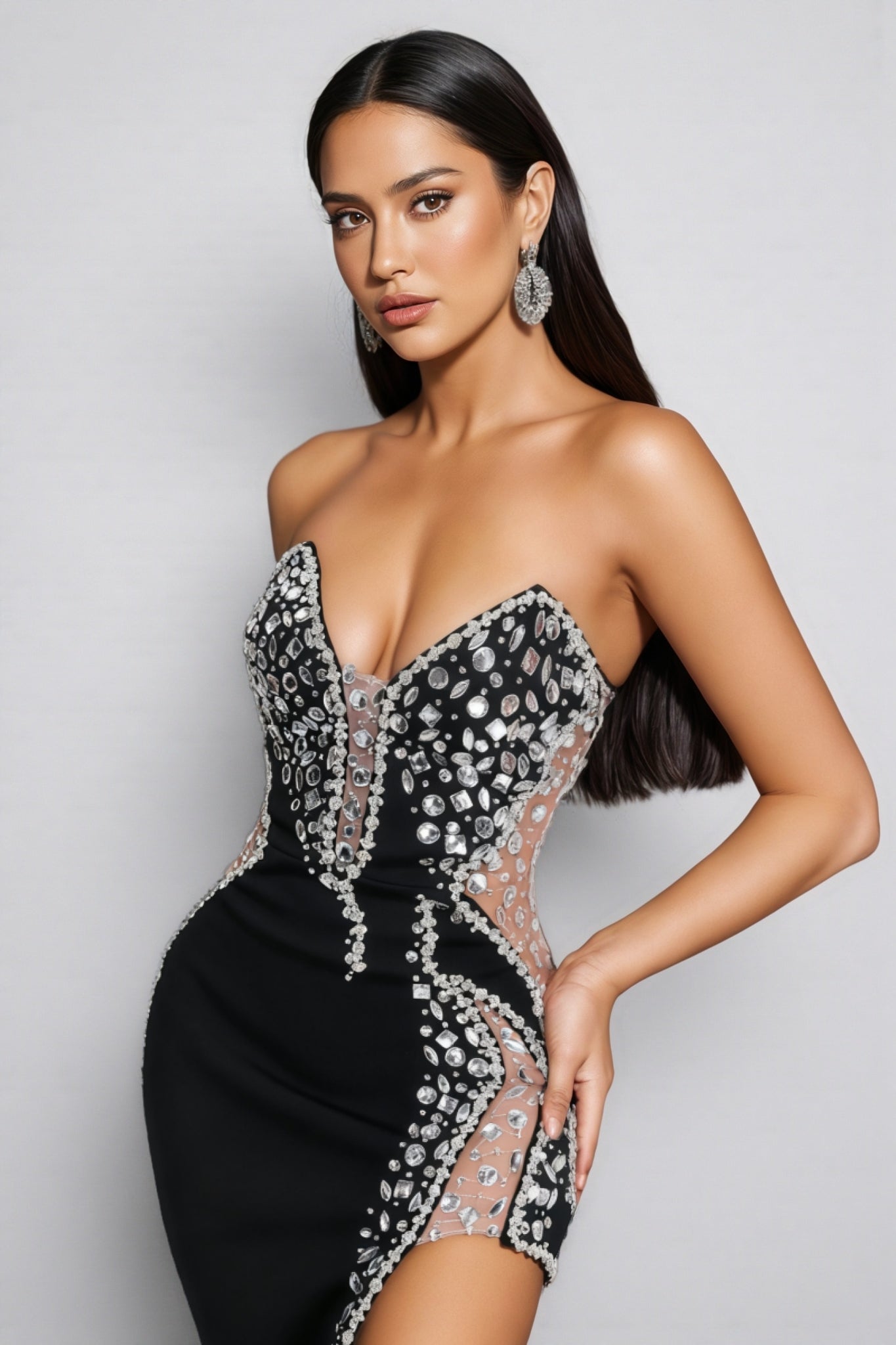 Jorja Diamonate Strapless Maxi Bandage Dress - View 4