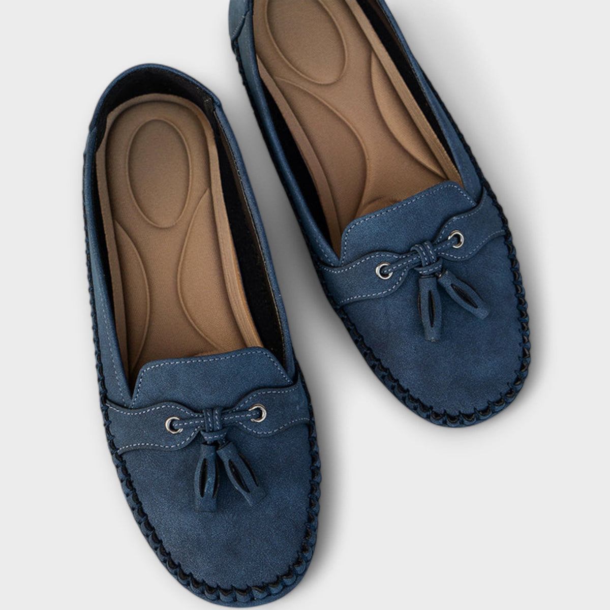 Suede Look Tassel Round Toe Slip On Loafers