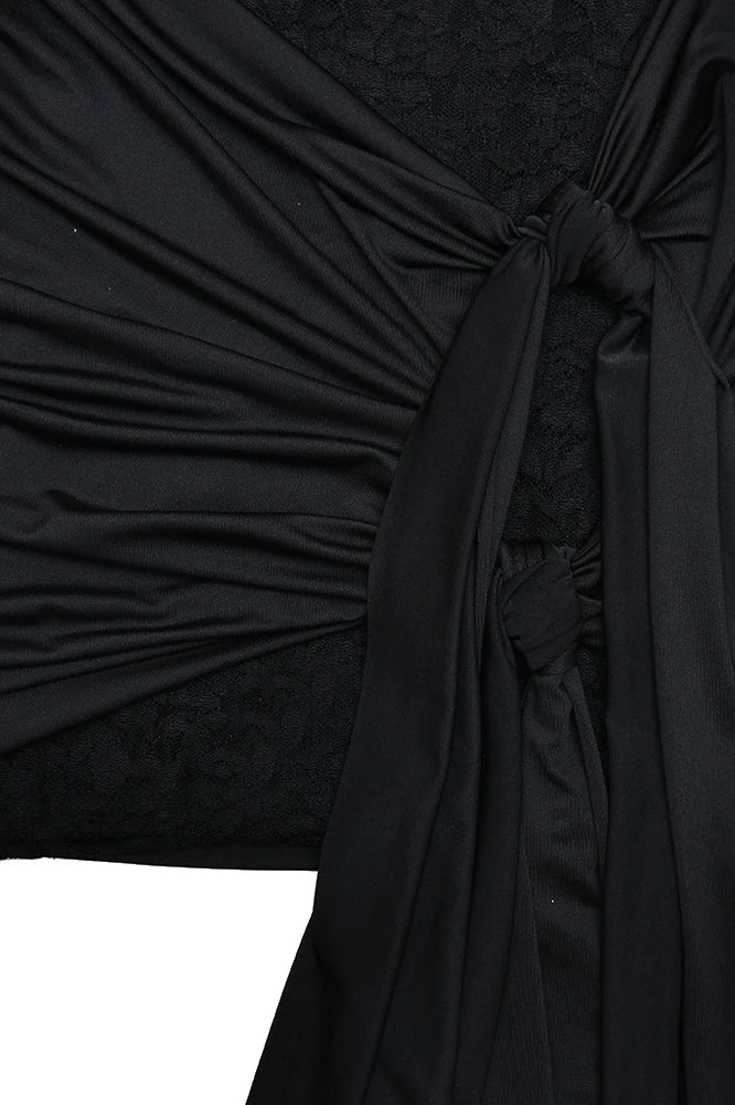 Sheer Lace Bandage Mini Dress