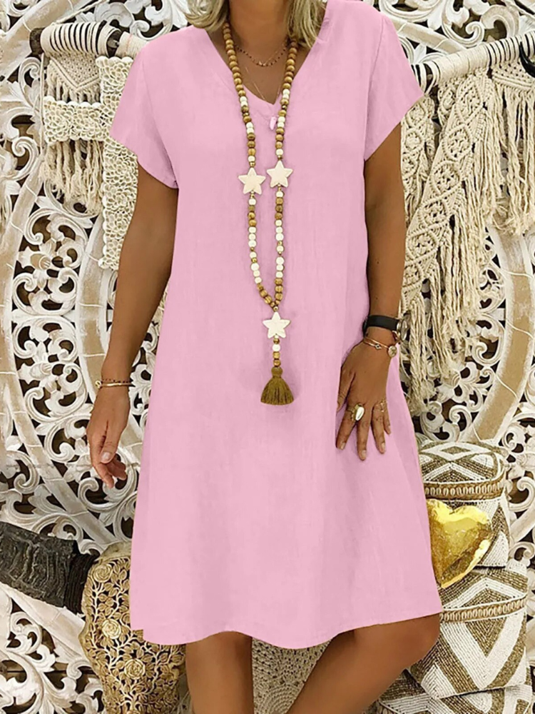 Ingrid Casual, Loose Cotton Dress for Women Brunch Outfit Idea