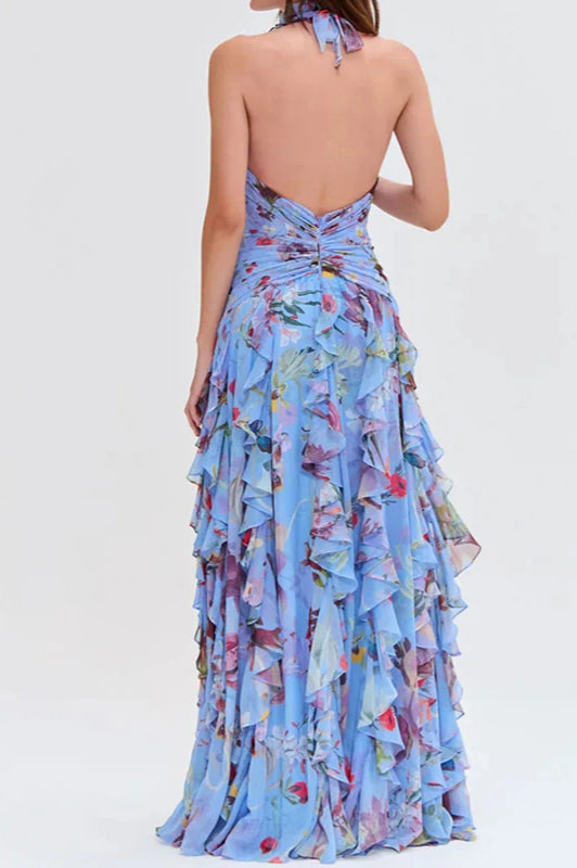 Sleeveless Edition Hollow Maxi Floral Dress