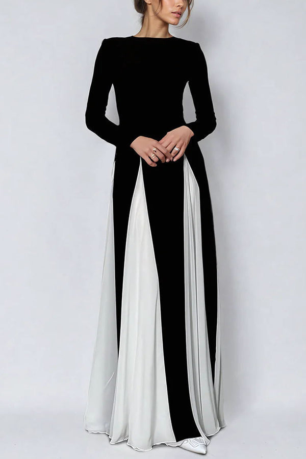 Getting Glam and Elegant Panelled Tulle Long Sleeve A-line Maxi Dress - View 6