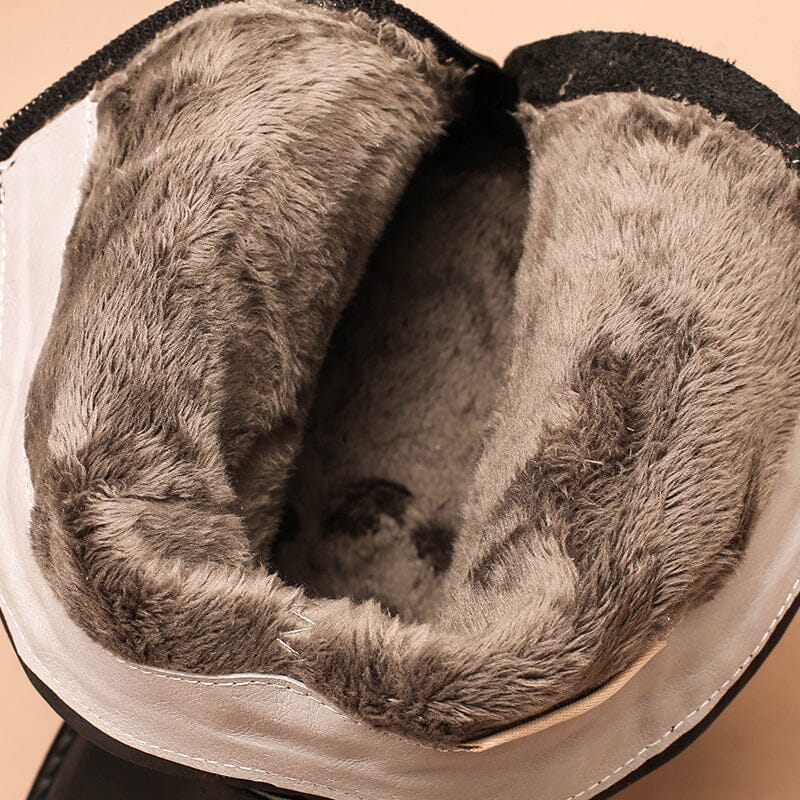 Belted Western boots Chunky Heel Leather Short Boots Back Zip Black /Coffee/Brown