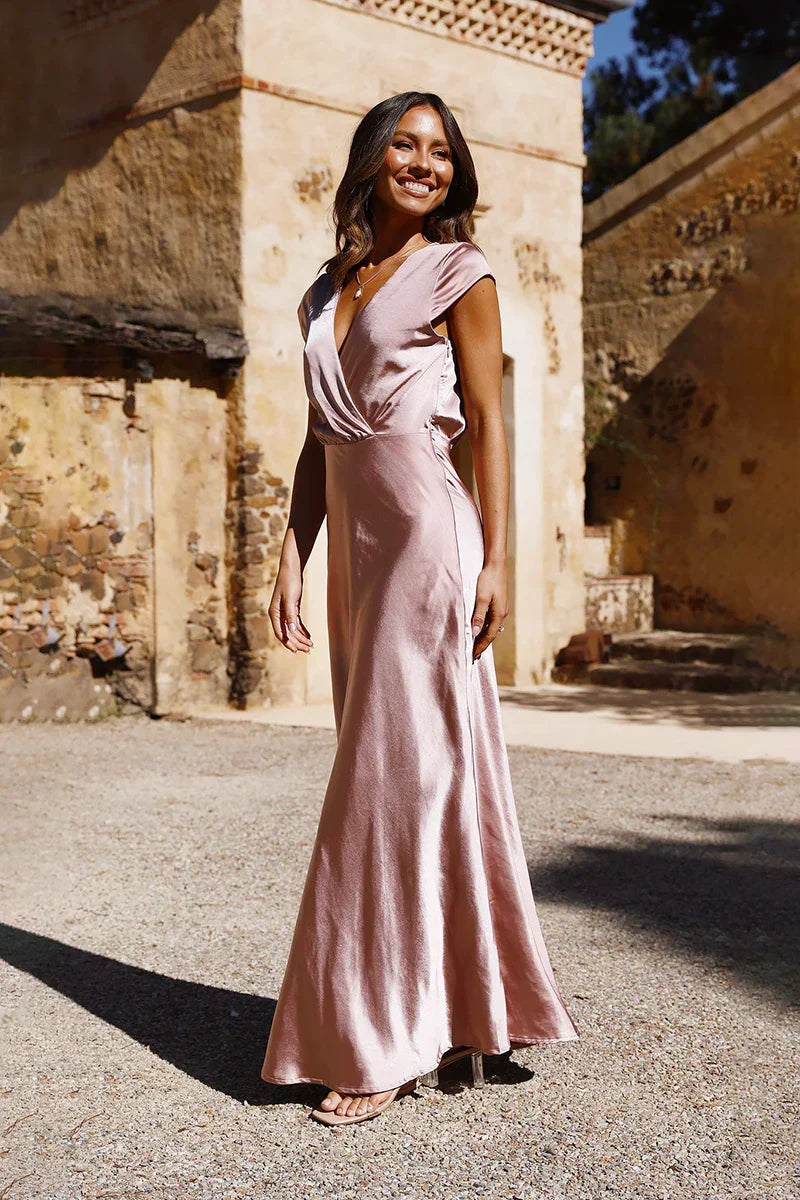 Verónica Chic Maxi Dress Dusty Pink Elevated Occasion Wear