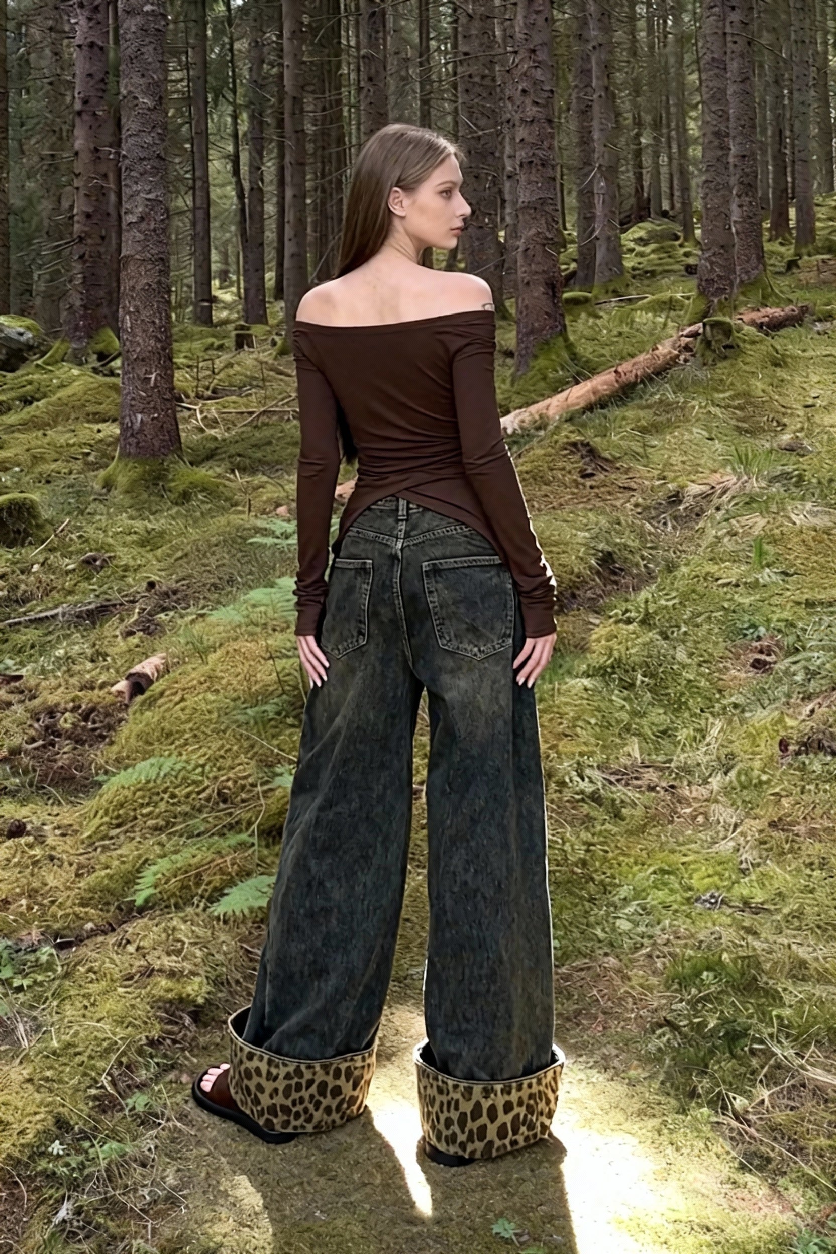 Vintage Washed Wide-Leg Denim Jeans