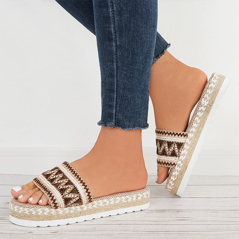 Open Toe Espadrilles Platform Slide Sandals Summer Slippers