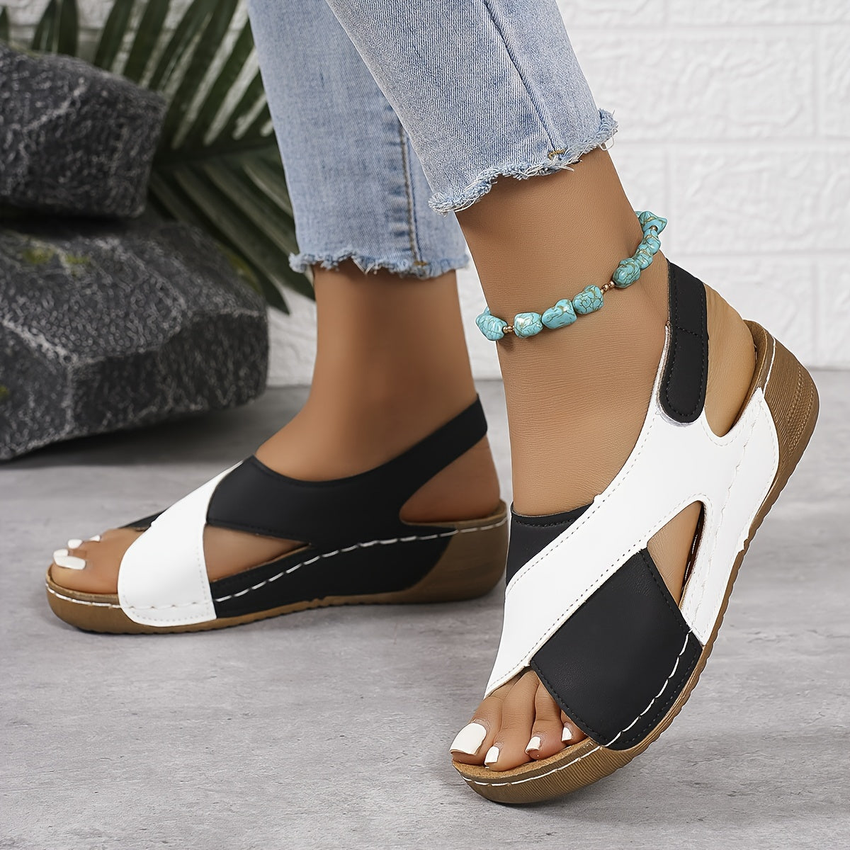 Open Toe Ankle Strap Wedge Sandals
