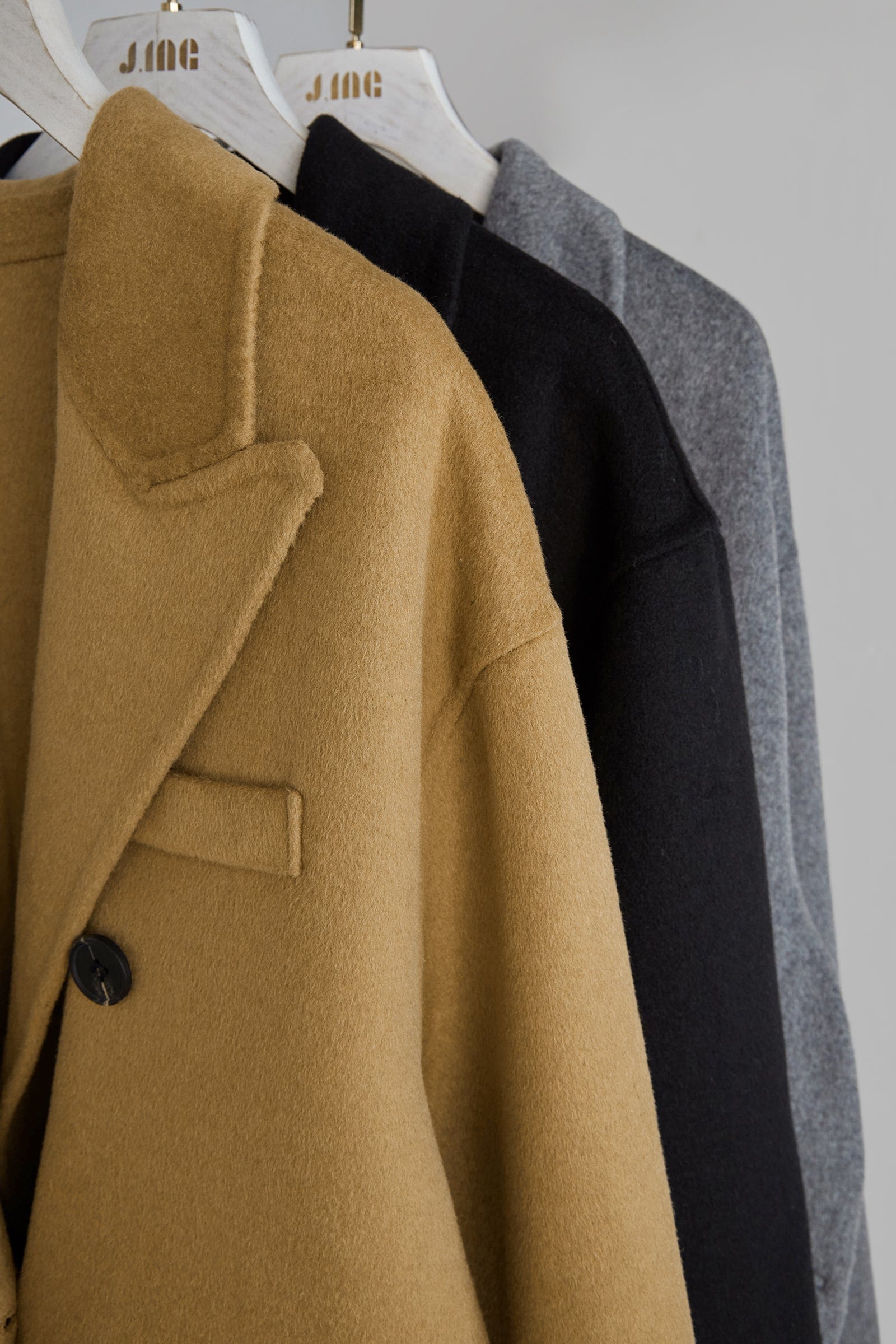 Black Premium Wool Double-Breasted Longline Coat