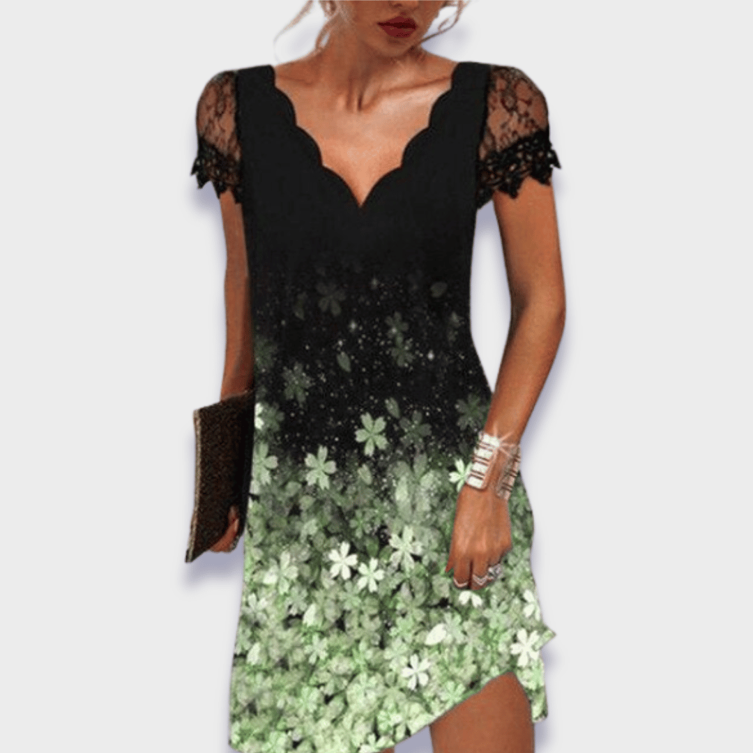 Lace Sleeve Scallop V-Neck Mini Dress 6