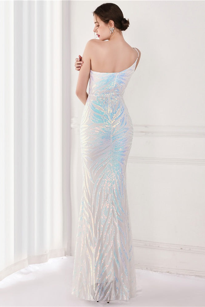Sequin One Shoulder Mermaid Evening Gown