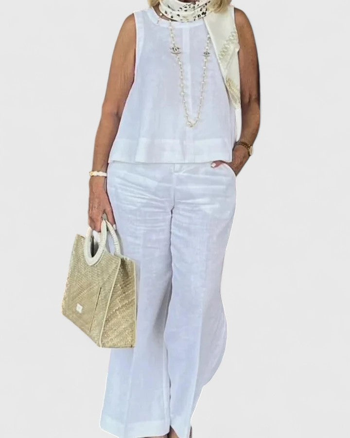 Sleeveless Top and Wide Leg Pants Two Piece Set