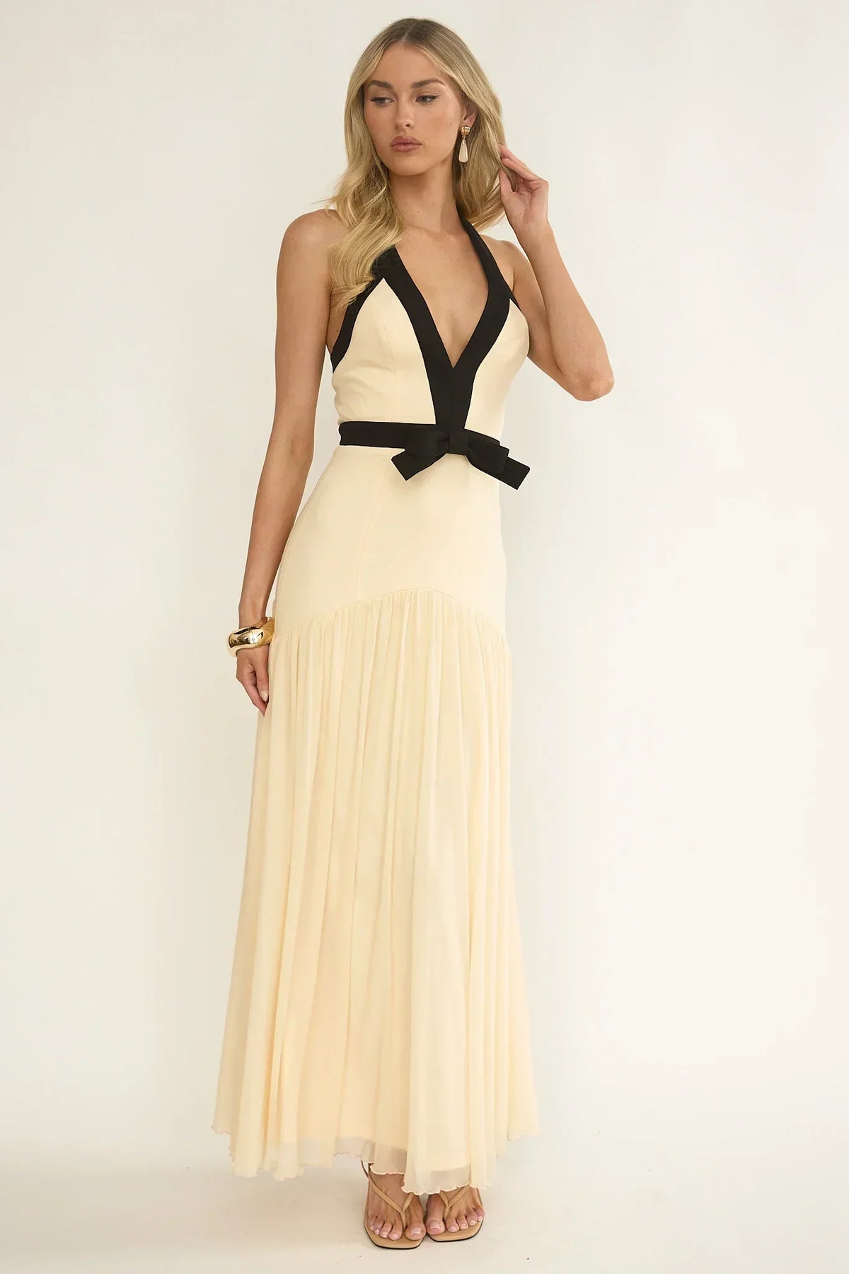 Aven Halter Bow Maxi Dress Butter