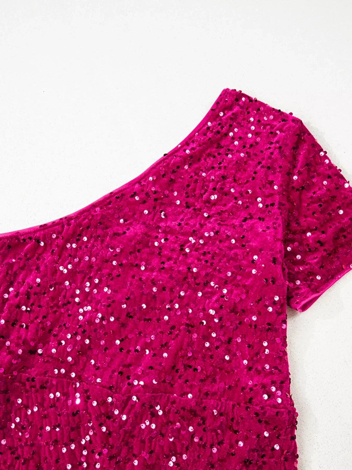 Sequin One Shoulder Flutter Sleeve High Split Mermaid Maxi Gown 6