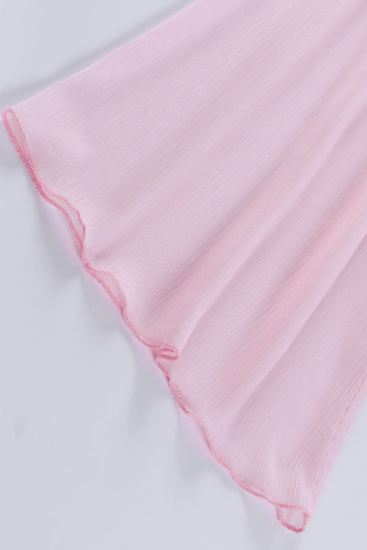 Asymmetric Ruched Chiffon Belted Waist Skirt Set