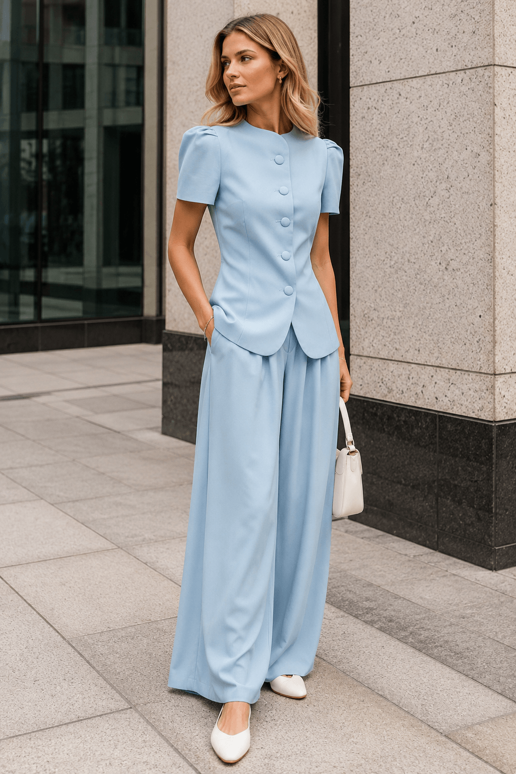 Elegant Jacket High Waist Two Piece Chic Work Set