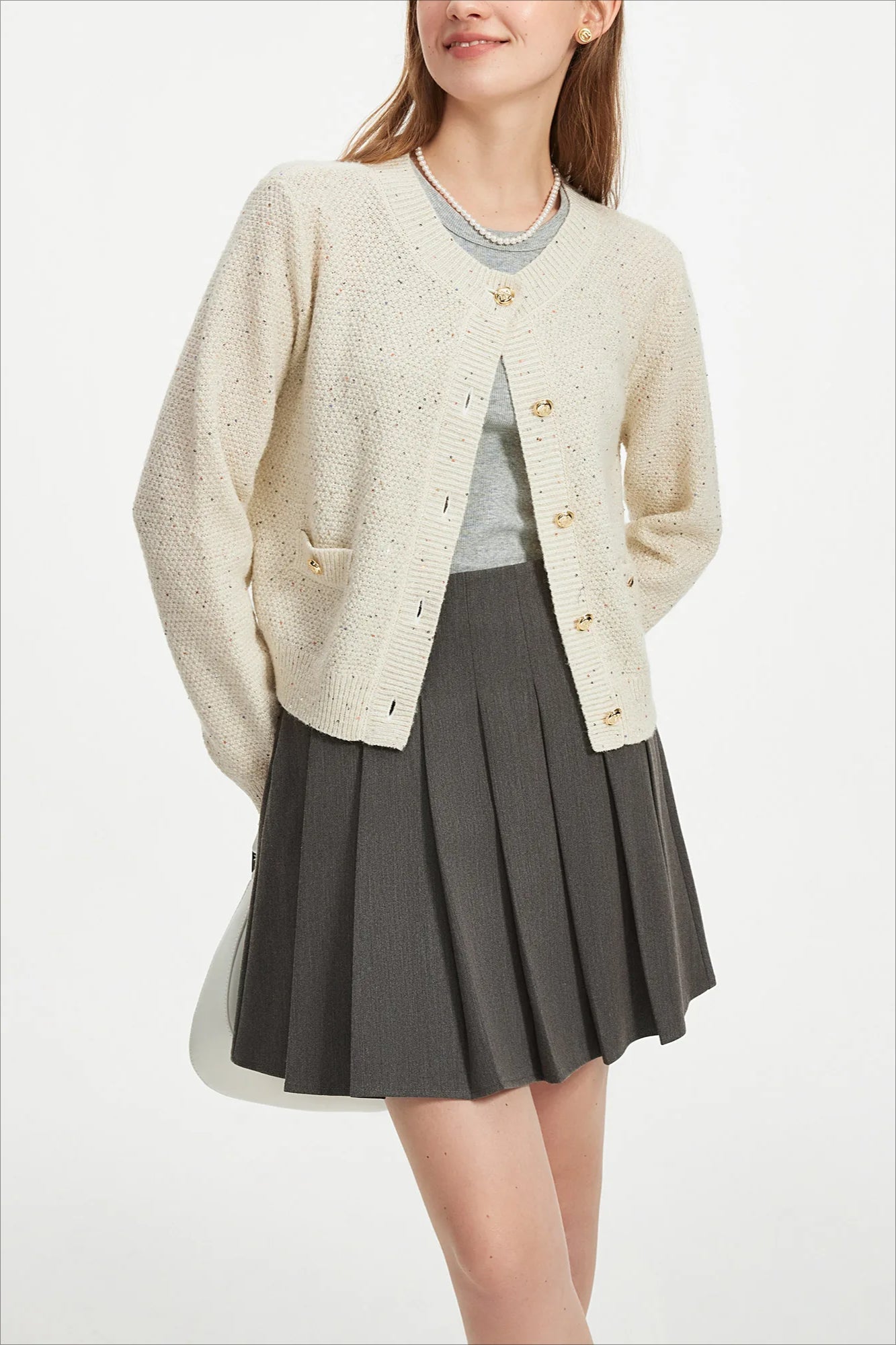 Casual Round Neck Knit Cardigan