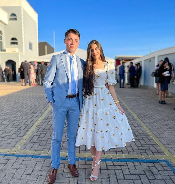 Retro Style A-line Puff Sleeves Party Gown,Summer Holiday Dress cc996