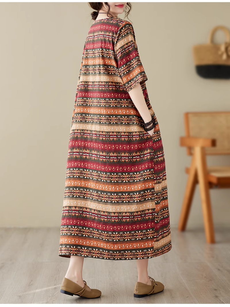 Classic Charmer Color Striped Printed Midi Dress