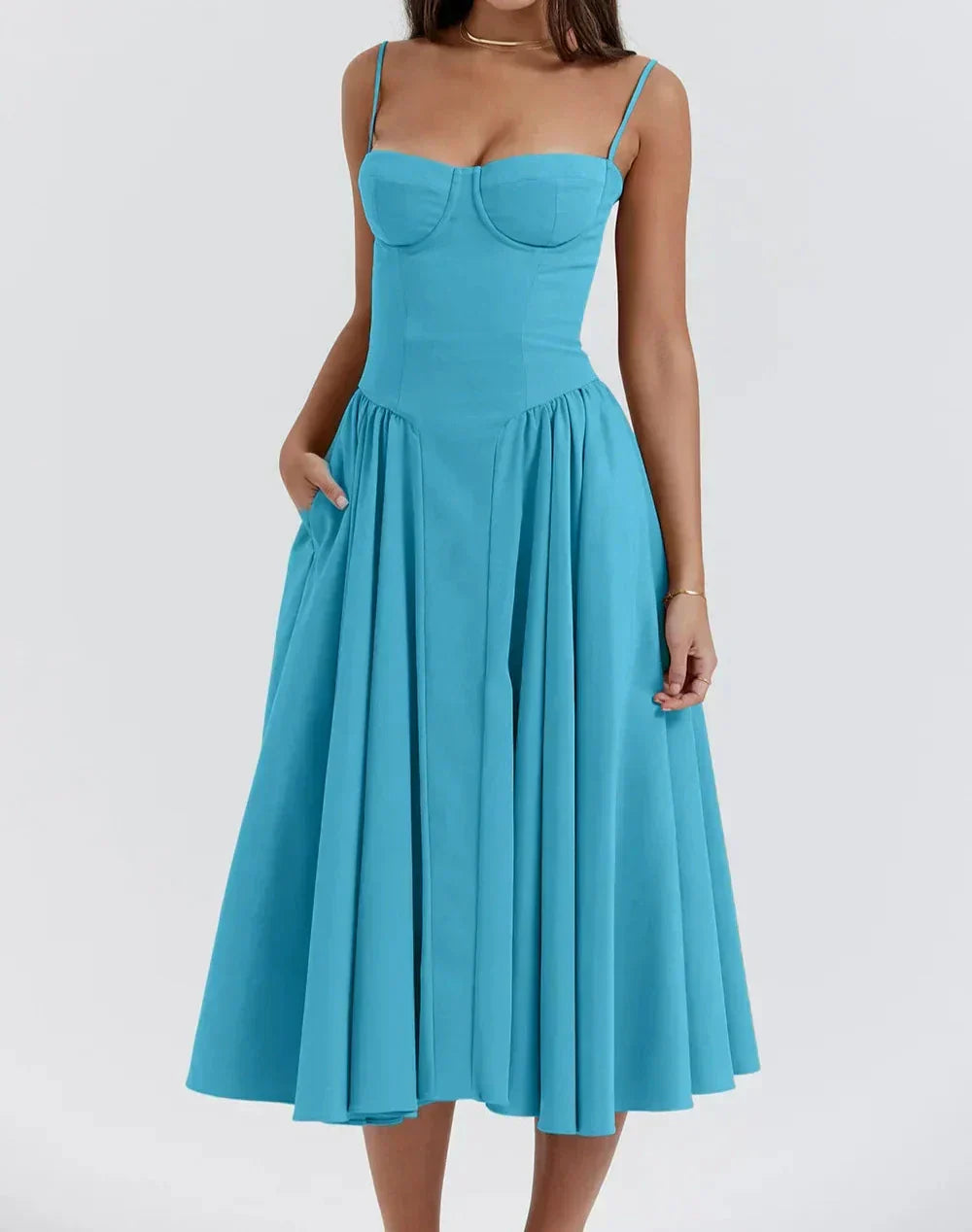 Carolyn Sleeveless Corset Midi Dress