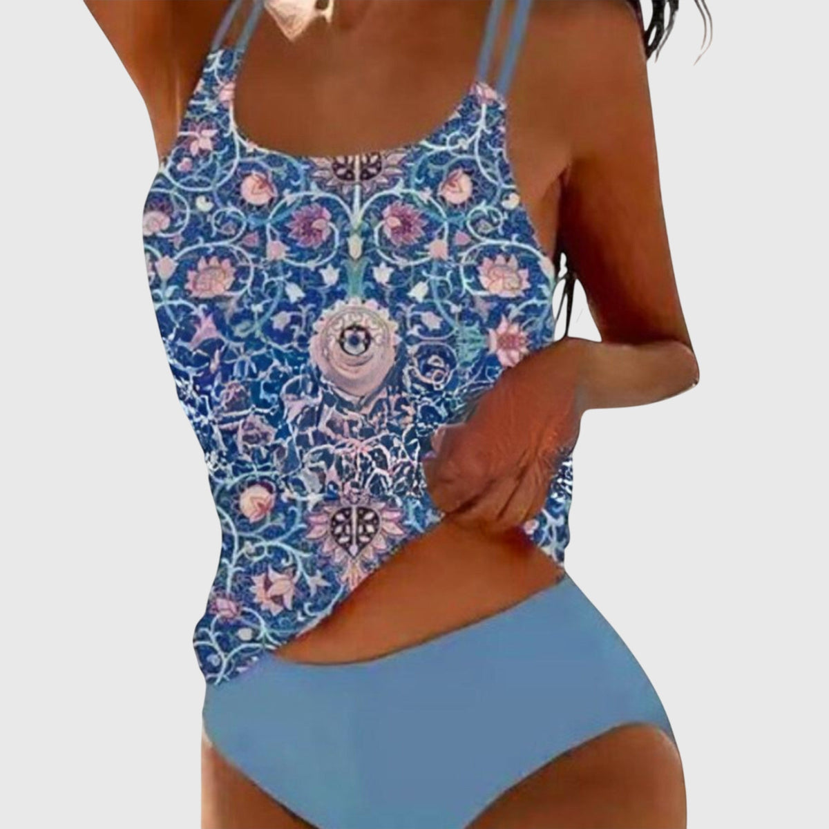 Mandala Print Strappy Back One Piece Swimsuit