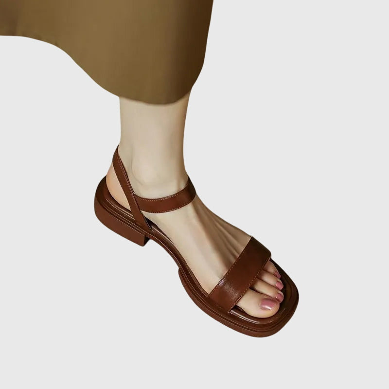 Open Toe Double Band Ankle Strap Flat Sandals