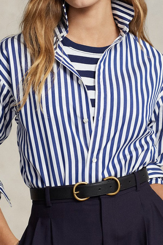 Oversized Striped Cotton Long Sleeve Top