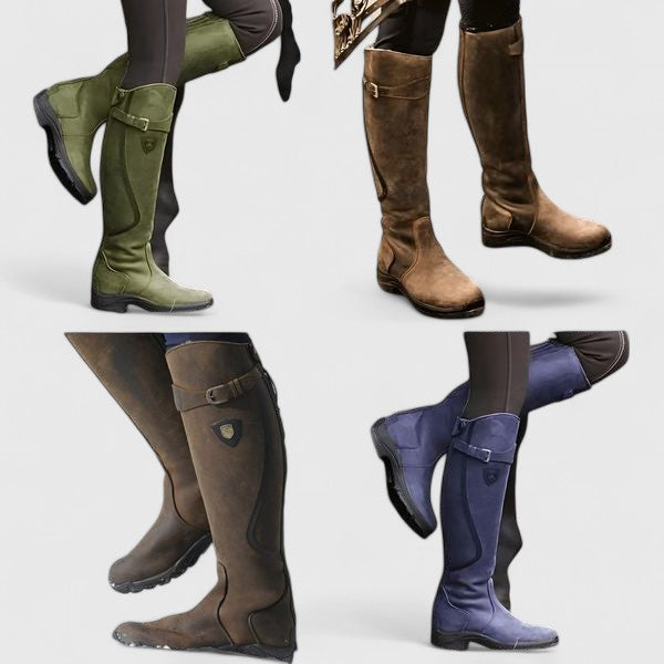 Buckle Strap Low Heel Knee High Riding Boots