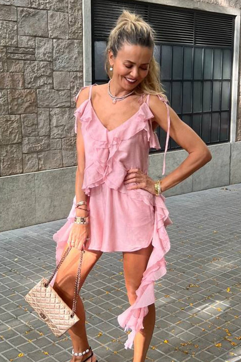 Asymmetric Ruffle Hem Cami Top