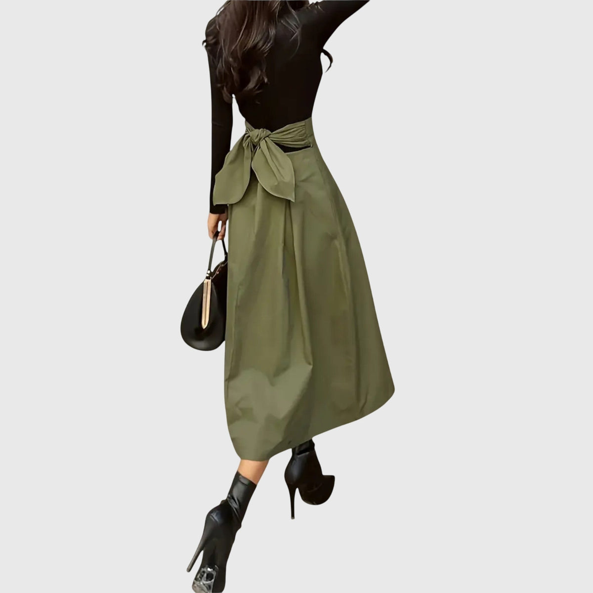 High Waist A-Line Midi Skirt