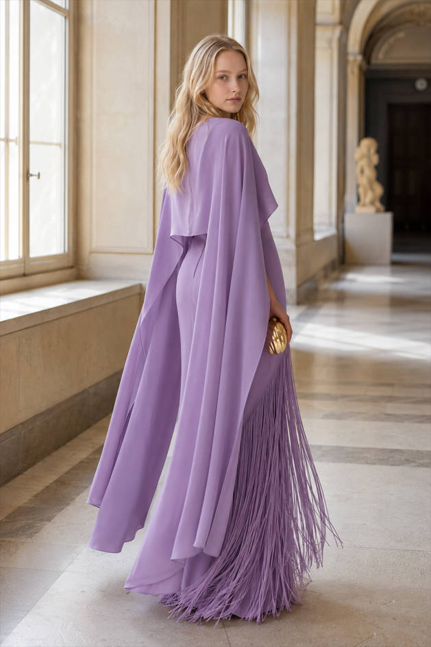 Fringe Hem Slim Fit Shawl Design Boho Dress
