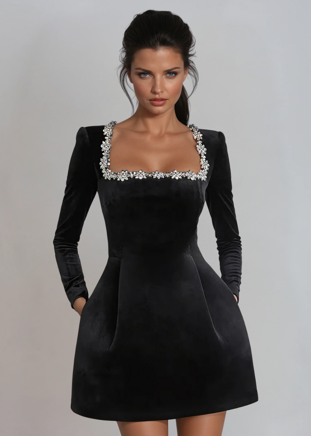 Jolie Velvet Mini Dress - View 2