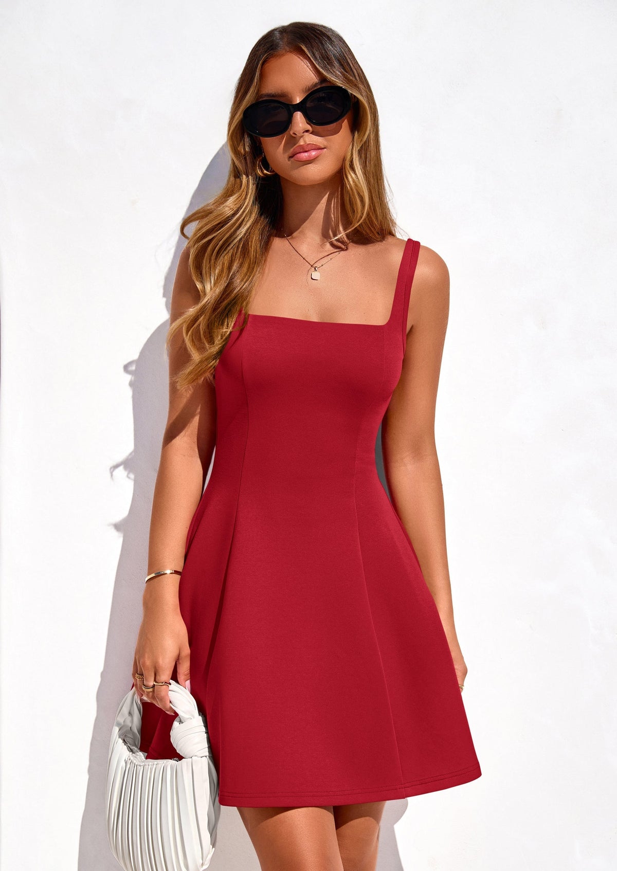 Square Neck Sleeveless Fit and Flare Mini Dress