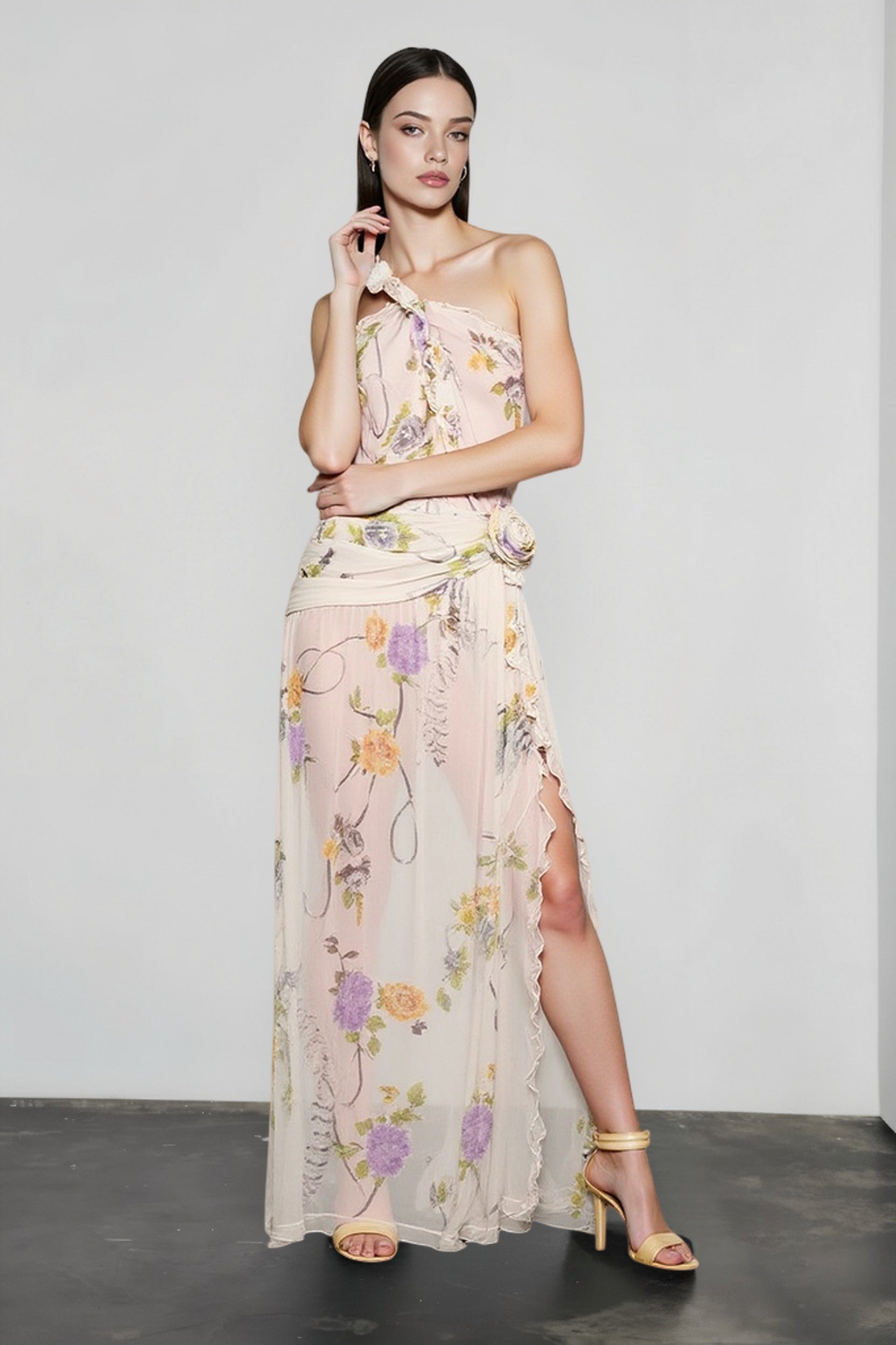 Backless Halter-Neck Floral Dress