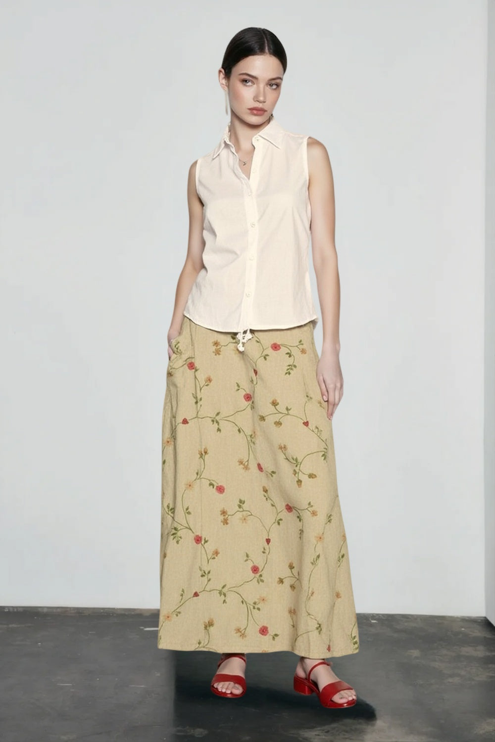 Floral Print Pocket Vacation Skirt
