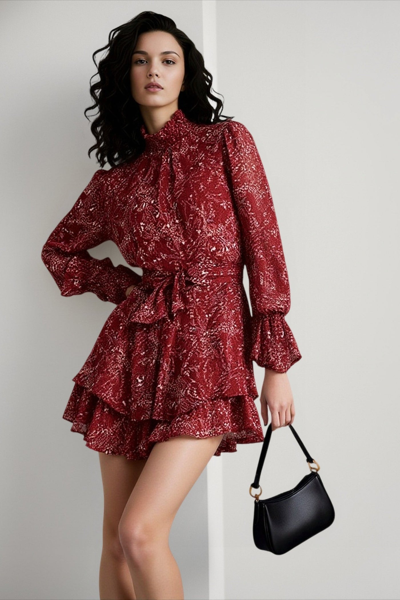 Spring Vintage Perspective Floral Print Dress