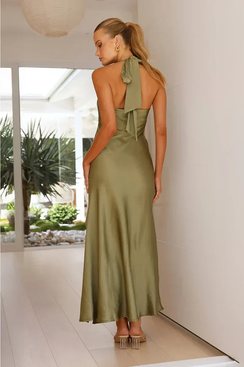 Beatriz Premium Maxi Dress Olive Green Premium Edit