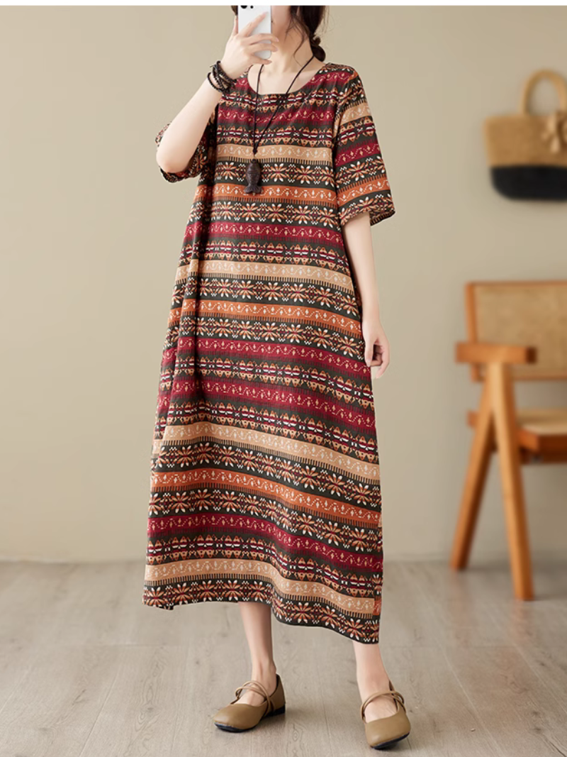 Classic Charmer Color Striped Printed Midi Dress