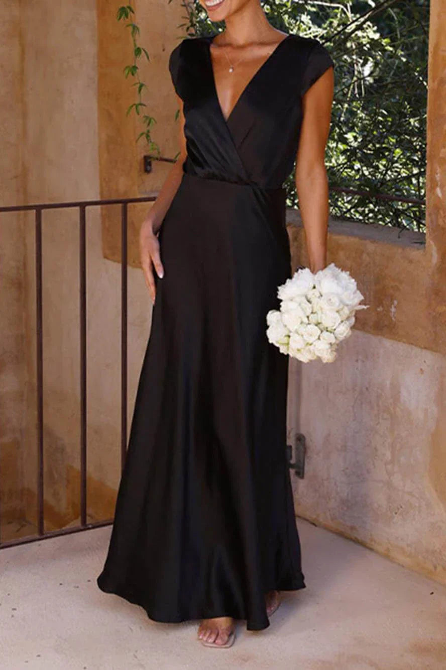 Victoria Statement Maxi Dress Black Elevated Occasion Wear