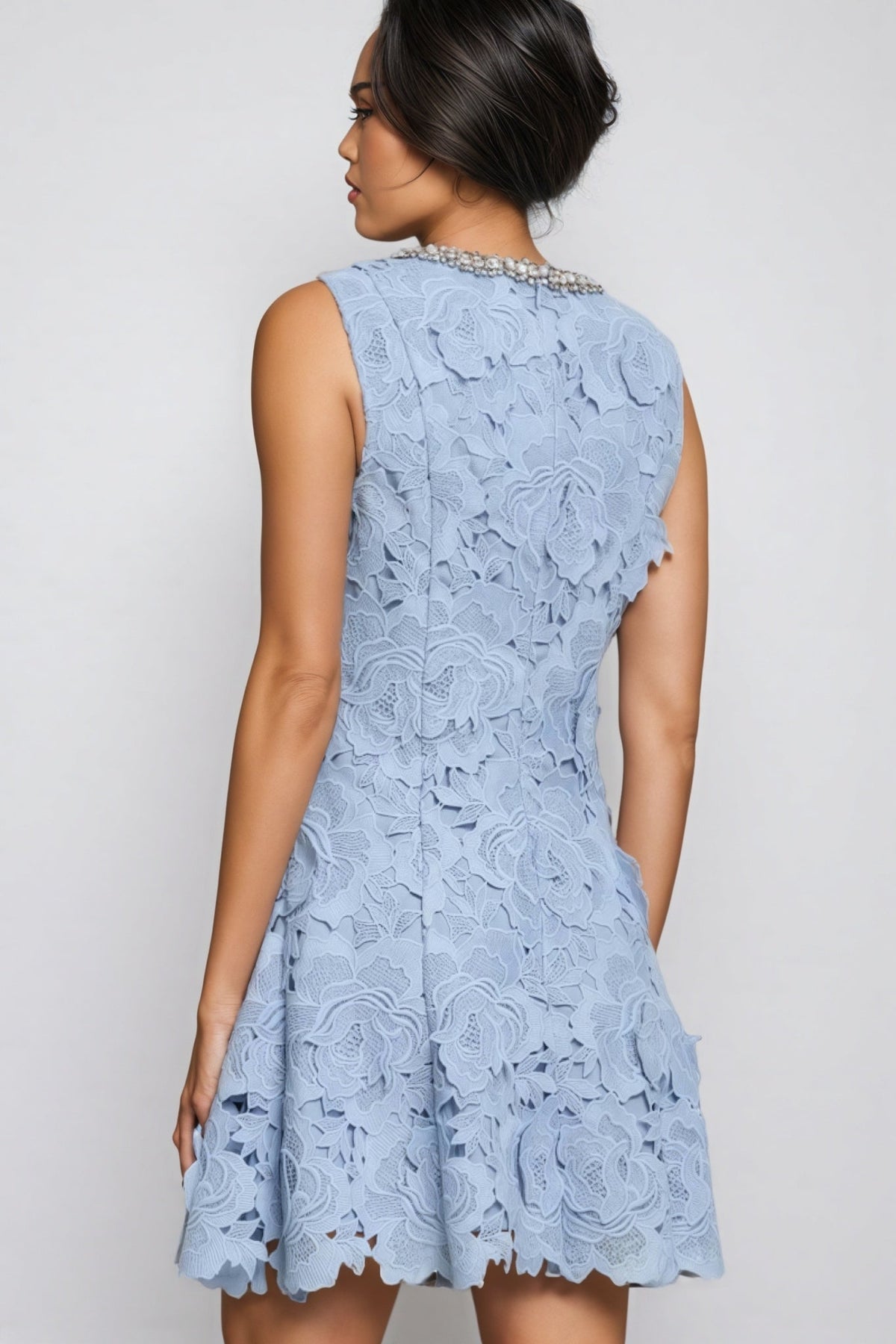 Lace Floral Mini Dress - View 2