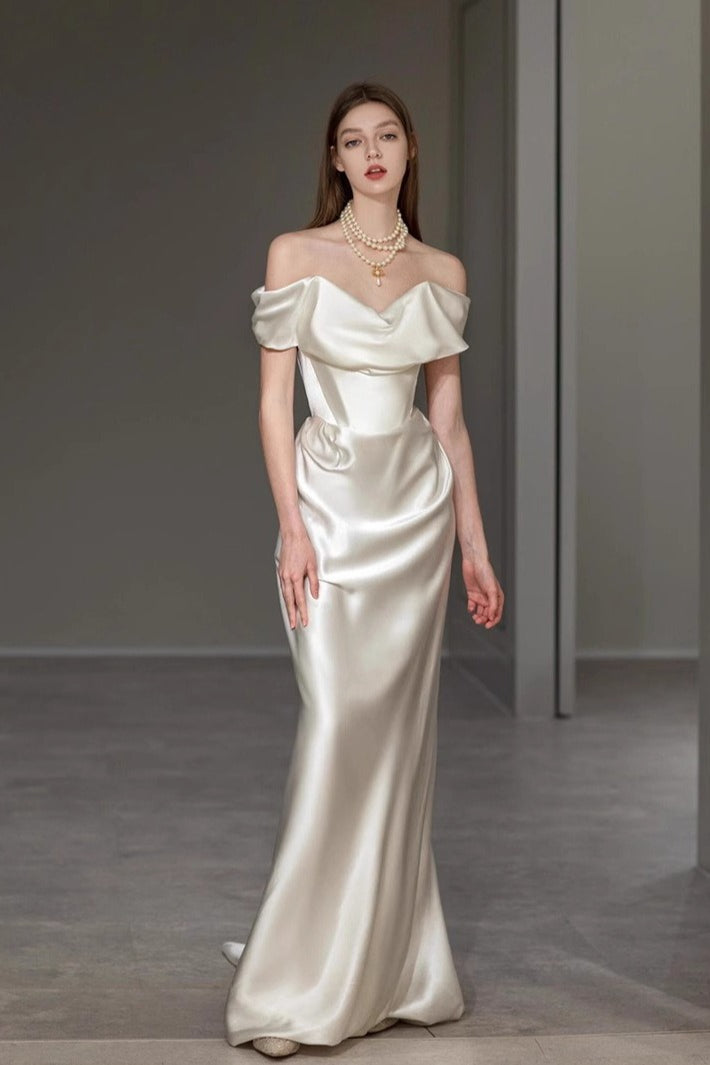 Off Shoulder Strap Bridal Formal Dress