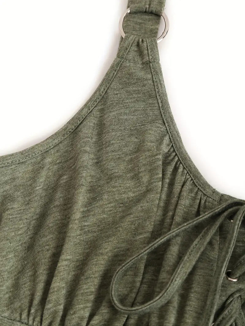 Lace Up Tie Front Sleeveless A-Line Mini Dress 2