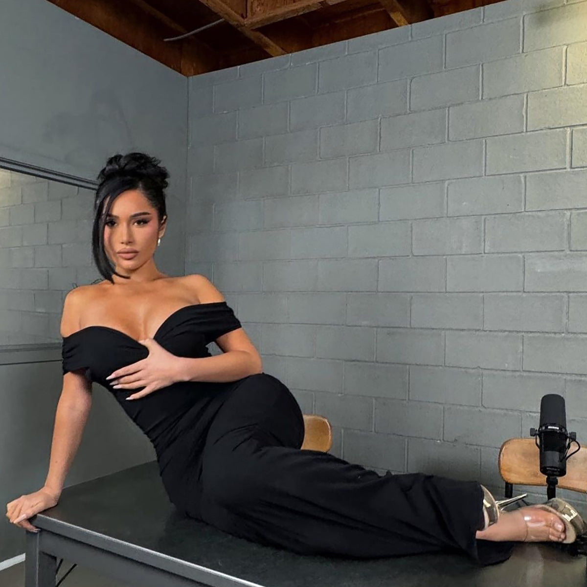 Mystical Off Shoulder Dress - Black